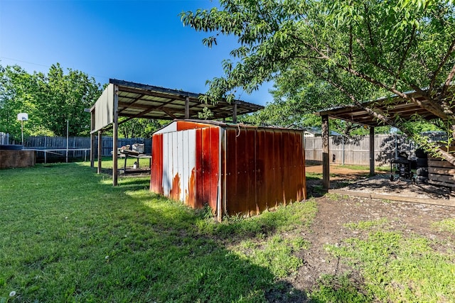 view of shed featuring a fenced backyard