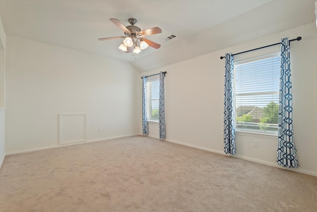 403 Connemara Trl, Celina, TX 75009 - unfurnished room featuring plenty of natural light, carpet floors, ceiling fan, and vaulted ceiling