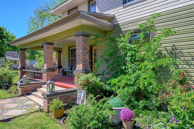 exterior space with covered porch