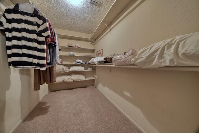 spacious closet featuring carpet flooring and visible vents