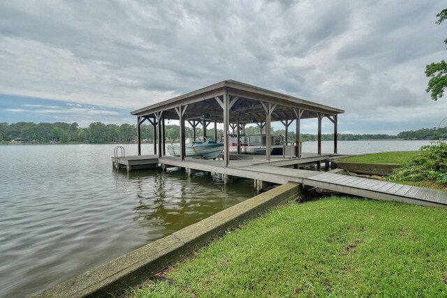 view of dock featuring a water view