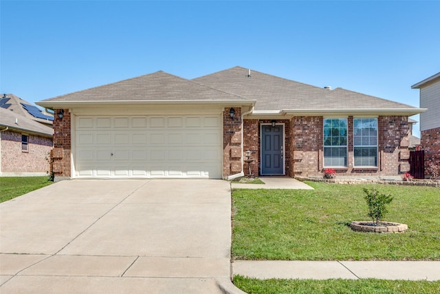 608 Piper Dr, Saginaw, TX 76179 - single story home with an attached garage, a front lawn, driveway, and brick siding