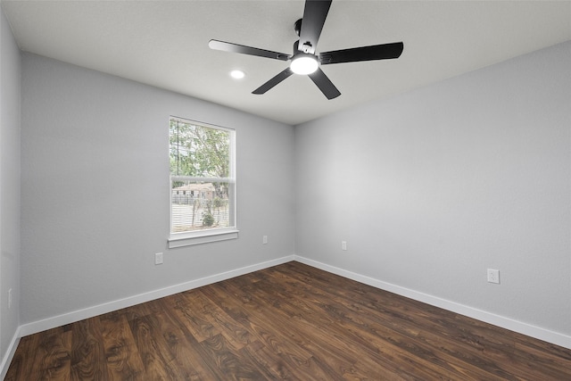 1124 Faulkner Ln, Waco, TX 76704 - unfurnished room featuring dark wood finished floors, baseboards, and a ceiling fan