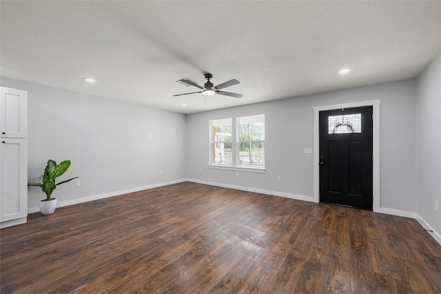 1124 Faulkner Ln, Waco, TX 76704 - foyer featuring dark wood finished floors, ceiling fan, recessed lighting, and baseboards