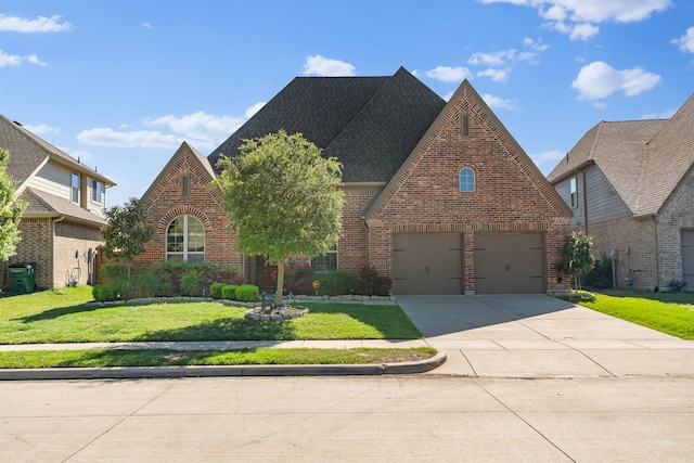 1884 Knoxbridge Rd, Forney, TX 75126 - view of front of property featuring a shingled roof, a front lawn, brick siding, and concrete driveway
