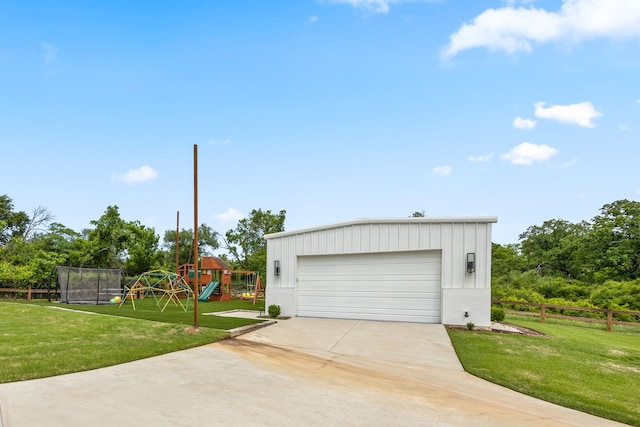 detached garage with fence