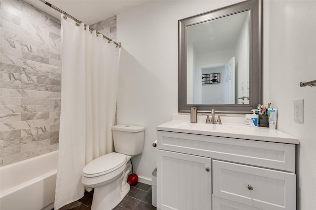 5102 Galaxie Rd, Garland, TX 75044 - bathroom with vanity, shower / bath combo, and tile patterned floors