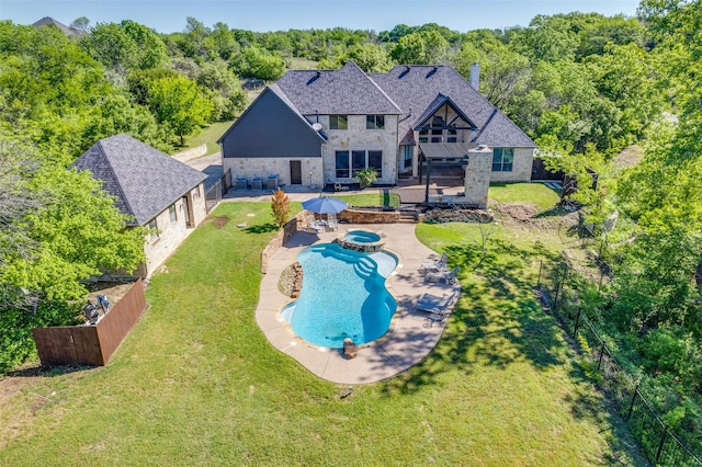 101 Crest Canyon Dr, Fort Worth, TX 76108 - view of swimming pool featuring a fenced backyard, a pool with connected hot tub, and a patio
