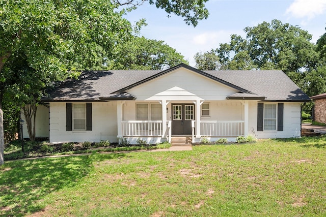 3319 Sheffield Dr, Arlington, TX 76013 - view of front of home featuring covered porch, brick siding, roof with shingles, and a front lawn