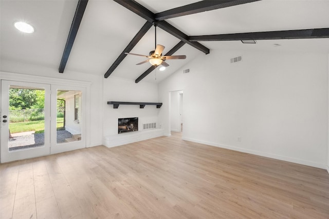 3319 Sheffield Dr, Arlington, TX 76013 - unfurnished living room with light wood finished floors, ceiling fan, baseboards, a brick fireplace, and recessed lighting