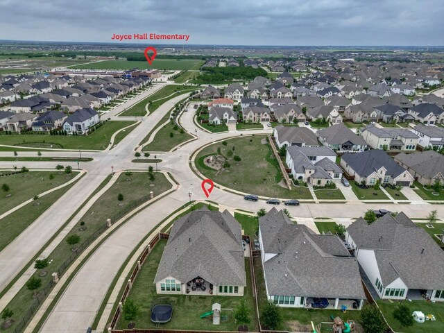 aerial view with a residential view