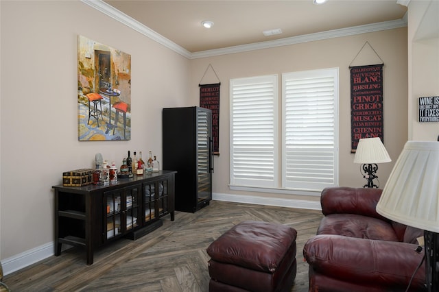 8636 Morgan Rd, Blue Ridge, TX 75424 - sitting room with baseboards, crown molding, and recessed lighting