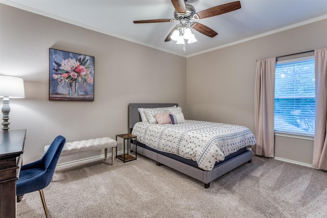 7021 Castle Creek Ct, Fort Worth, TX 76132 - carpeted bedroom featuring a ceiling fan, baseboards, and ornamental molding