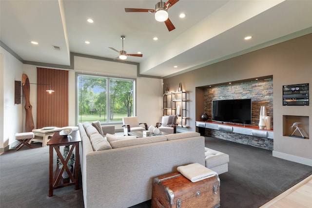 1228 Miller Rd, Melissa, TX 75454 - living room featuring recessed lighting, visible vents, baseboards, and ceiling fan