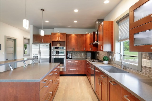 1228 Miller Rd, Melissa, TX 75454 - kitchen featuring stainless steel appliances, a sink, light wood finished floors, and recessed lighting