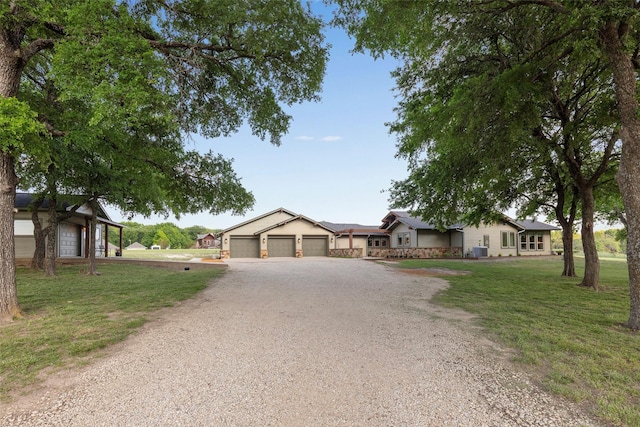 1228 Miller Rd, Melissa, TX 75454 - ranch-style home with central air condition unit, dirt driveway, and a front lawn