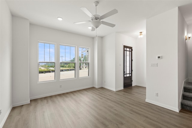 917 Janwood Dr, Plano, TX 75075 - unfurnished room featuring wood finished floors, recessed lighting, ceiling fan, and baseboards