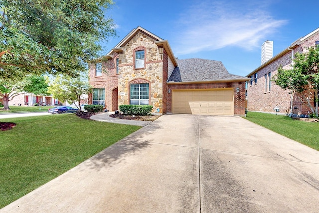 4001 Dellman Dr, Fort Worth, TX 76262 - traditional home featuring driveway, a front lawn, brick siding, and a garage