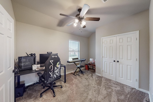 4001 Dellman Dr, Fort Worth, TX 76262 - carpeted office space with baseboards and a ceiling fan