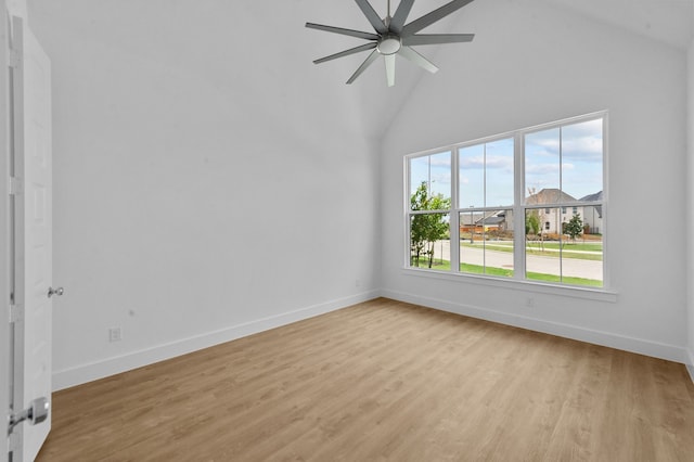 3541 Wardie Pl, Frisco, TX 75033 - unfurnished room with light wood-type flooring, vaulted ceiling, baseboards, and a ceiling fan
