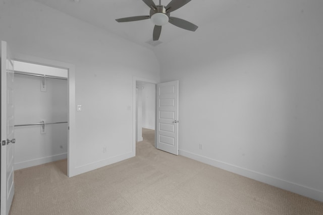 3541 Wardie Pl, Frisco, TX 75033 - unfurnished bedroom with vaulted ceiling, a closet, baseboards, light colored carpet, and ceiling fan