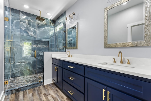 504 Kings Country Blvd, Scroggins, TX 75480 - bathroom with a marble finish shower, a sink, and double vanity