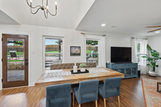 1457 Woodlawn Ct, Keller, TX 76262 - dining room featuring a chandelier, wood finished floors, recessed lighting, and baseboards