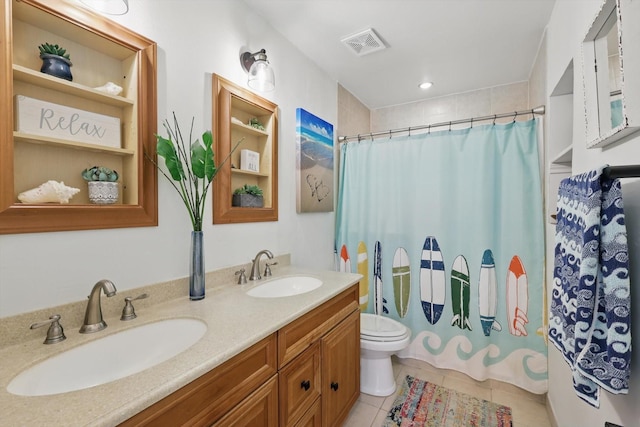 1457 Woodlawn Ct, Keller, TX 76262 - bathroom featuring toilet, tile patterned flooring, and double vanity