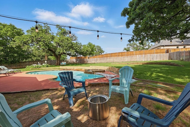 exterior space with a patio, a fenced in pool, and a fenced backyard