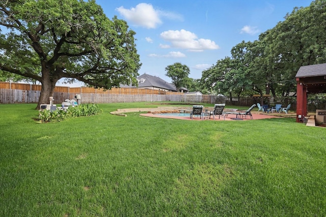 view of yard featuring a fenced backyard and a patio