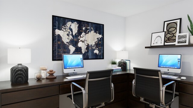 office area with built in desk