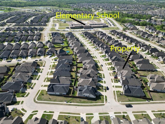 bird's eye view with a residential view