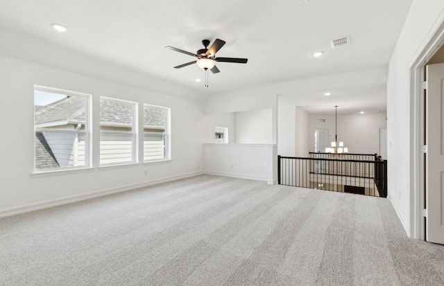 11205 Boyne Ave, Fort Worth, TX 76052 - carpeted empty room with a chandelier, a ceiling fan, recessed lighting, and baseboards