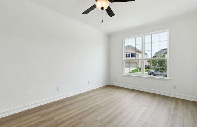 11205 Boyne Ave, Fort Worth, TX 76052 - unfurnished room featuring light wood finished floors, baseboards, ceiling fan, and crown molding