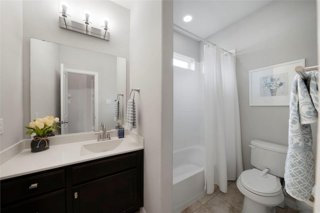 616 Chippewa Way, Aubrey, TX 76227 - full bath with toilet, vanity, tile patterned floors, and shower / tub combo