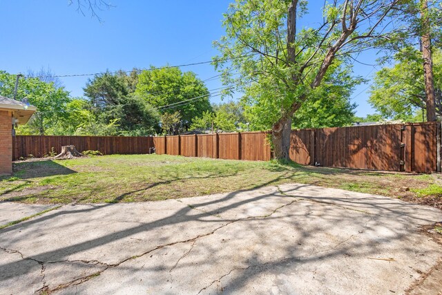 view of yard with a patio area and a fenced backyard
