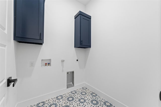 1822 Bickers St, Dallas, TX 75212 - laundry room with washer hookup, hookup for an electric dryer, hookup for a gas dryer, cabinet space, and baseboards