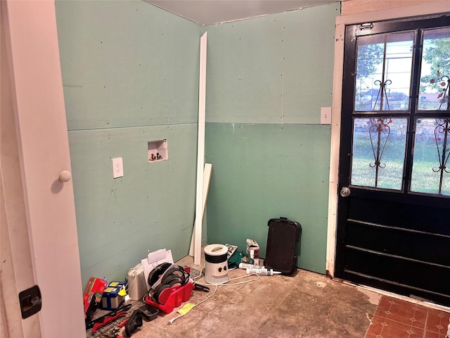 interior space featuring hookup for a washing machine and laundry area