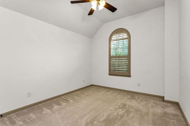 14208 Rising Star Blvd, Frisco, TX 75033 - carpeted spare room featuring ceiling fan, baseboards, and lofted ceiling