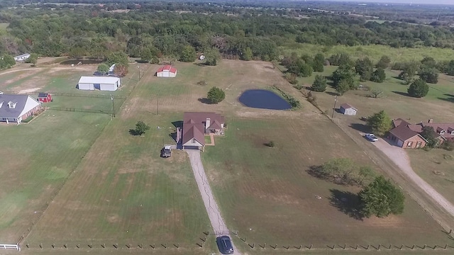 aerial view with a wooded view