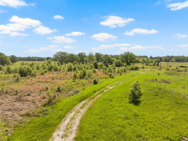 birds eye view of property with a rural view