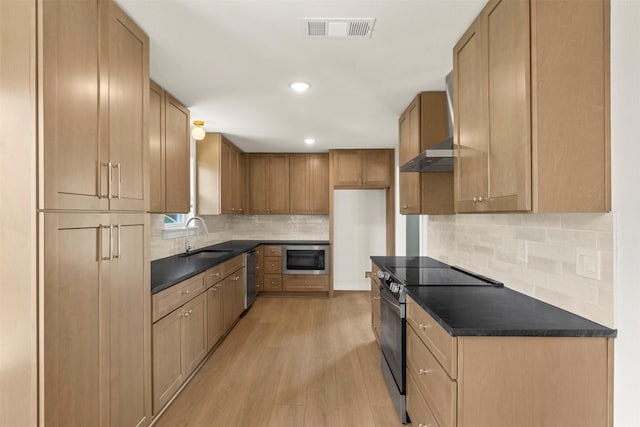 4524 Boston Dr, Plano, TX 75093 - kitchen with dark countertops, built in microwave, a sink, dishwasher, and range with electric cooktop
