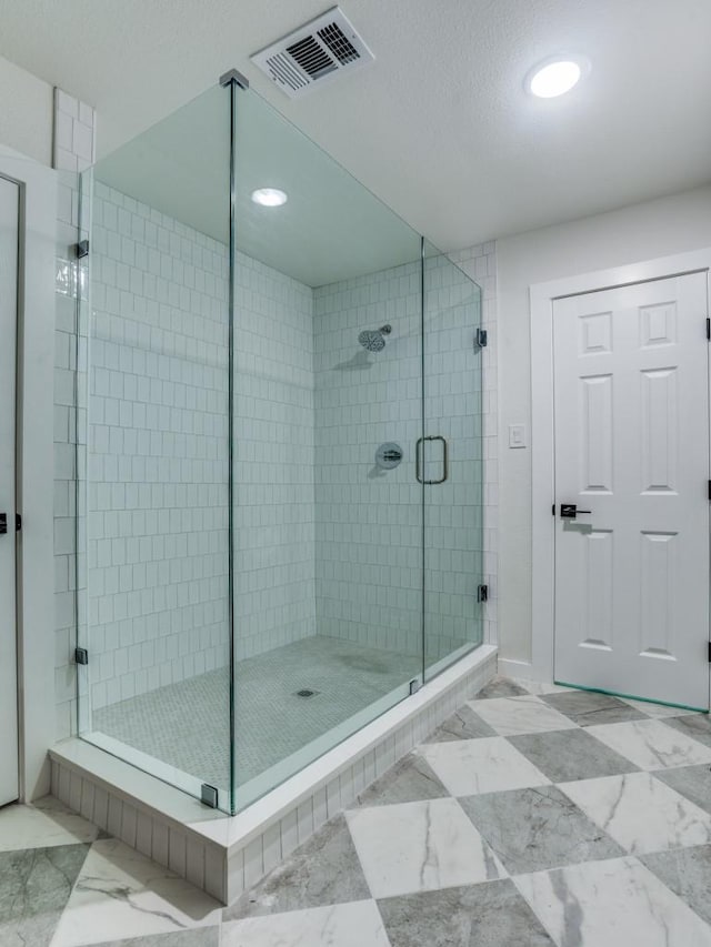 4524 Boston Dr, Plano, TX 75093 - full bath with recessed lighting, visible vents, and a shower stall