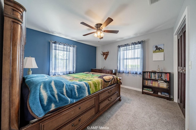3734 Fm 600 S, Anson, TX 79501 - bedroom with baseboards, a ceiling fan, visible vents, and carpet