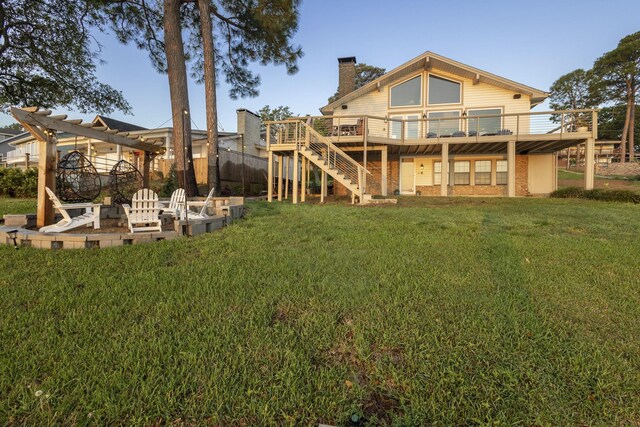 exterior space with a pergola, stairs, and a deck