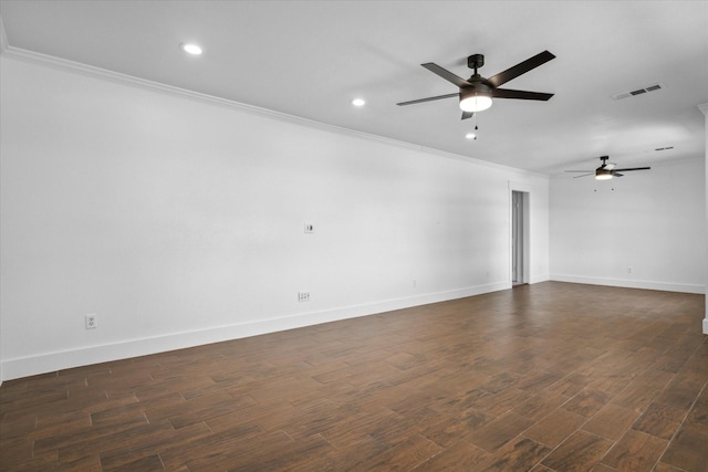 1631 E Farmers, Seagoville, TX 75159 - unfurnished room featuring ornamental molding, a ceiling fan, visible vents, and recessed lighting