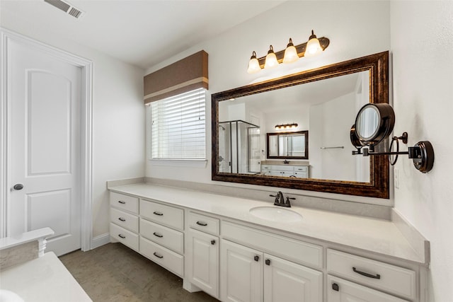 944 Abbott Ln, Allen, TX 75013 - full bathroom with vanity and a shower with shower door