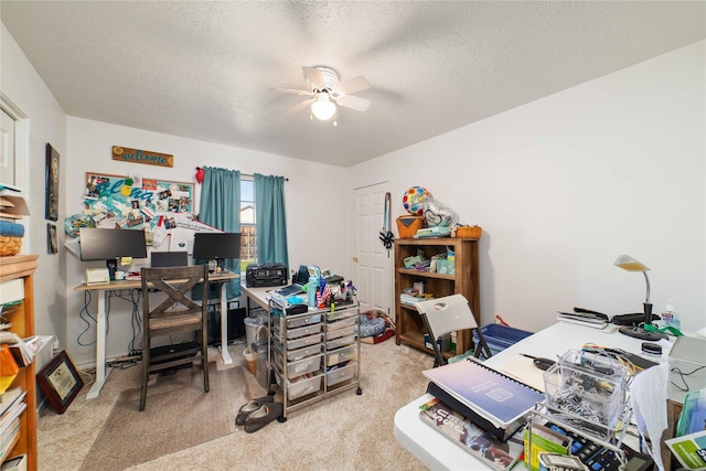 1600 Shaw Dr, Brownwood, TX 76801 - carpeted office space with a textured ceiling and a ceiling fan