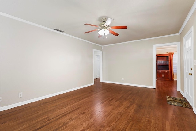 4209 Curzon Ave, Fort Worth, TX 76107 - spare room featuring baseboards, a ceiling fan, visible vents, and dark wood-type flooring