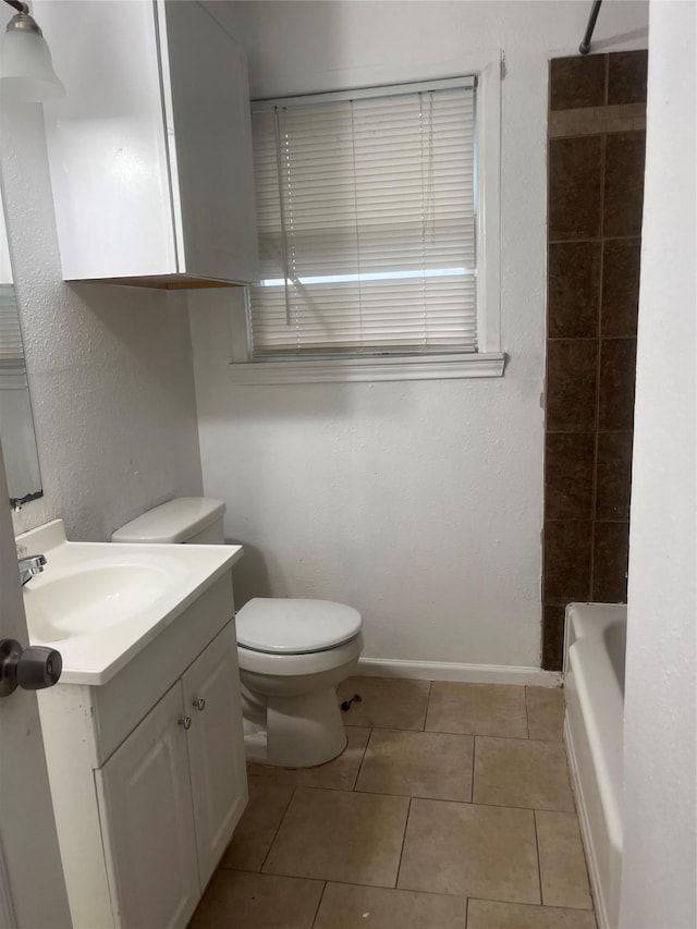 full bathroom featuring walk in shower, vanity, a tub, and toilet